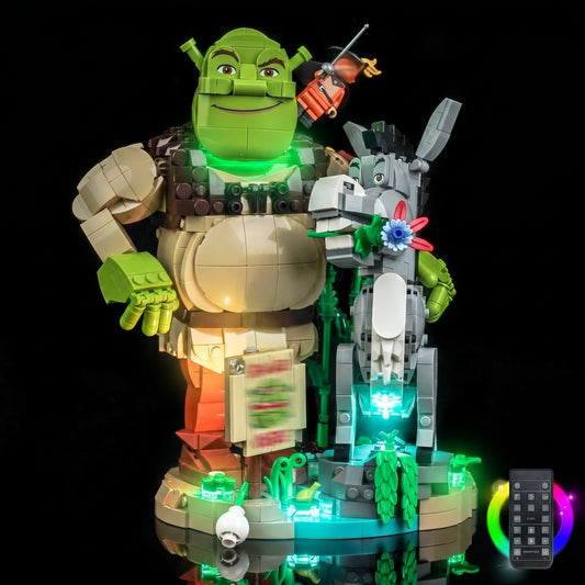 LEGO® Shrek, Donkey & Puss in Boots #72423 — LED kit powered on (display light kit)