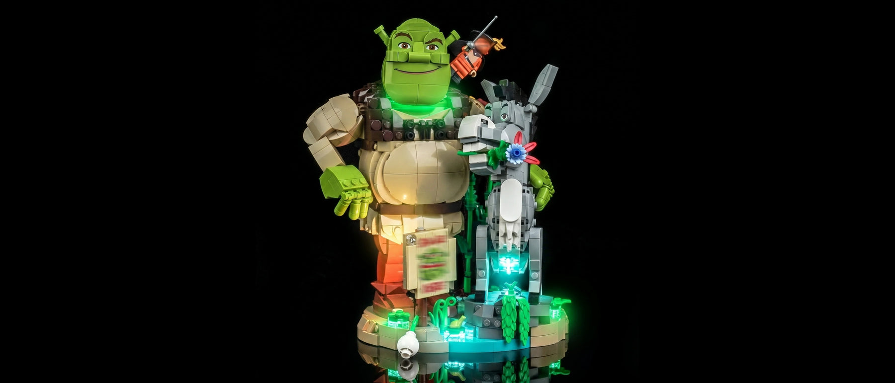 Light Kit for LEGO® Shrek, Donkey & Puss in Boots #72423 — lit with the LED light kit
