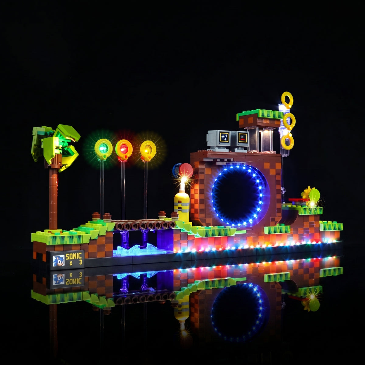 light kit for LEGO® Sonic the Hedgehog #21331, installed and glowing