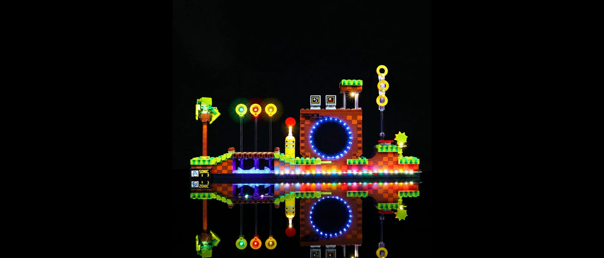 Kit LED pour LEGO® Sonic the Hedgehog™ – Green Hill Zone #21331 — lit with the LED light kit