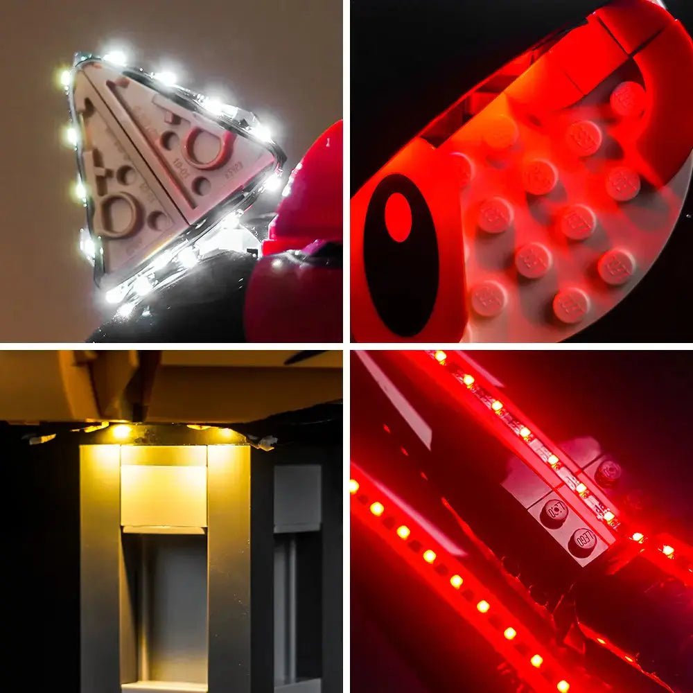 LEGO® Sonic the Hedgehog Shadow the Hedgehog #77000 LED strips and bricks detail, with the LED light kit