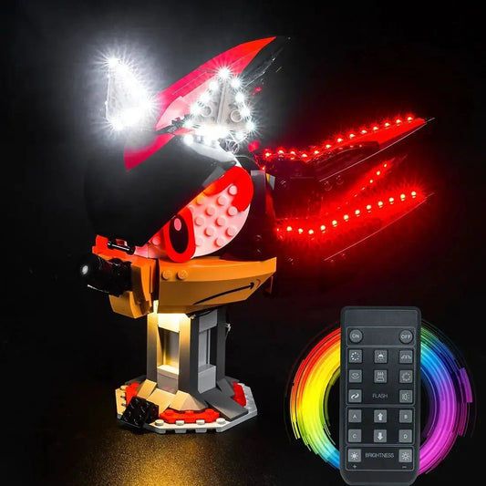 light kit for LEGO® Sonic the Hedgehog Shadow the Hedgehog #77000, side angle with lights on