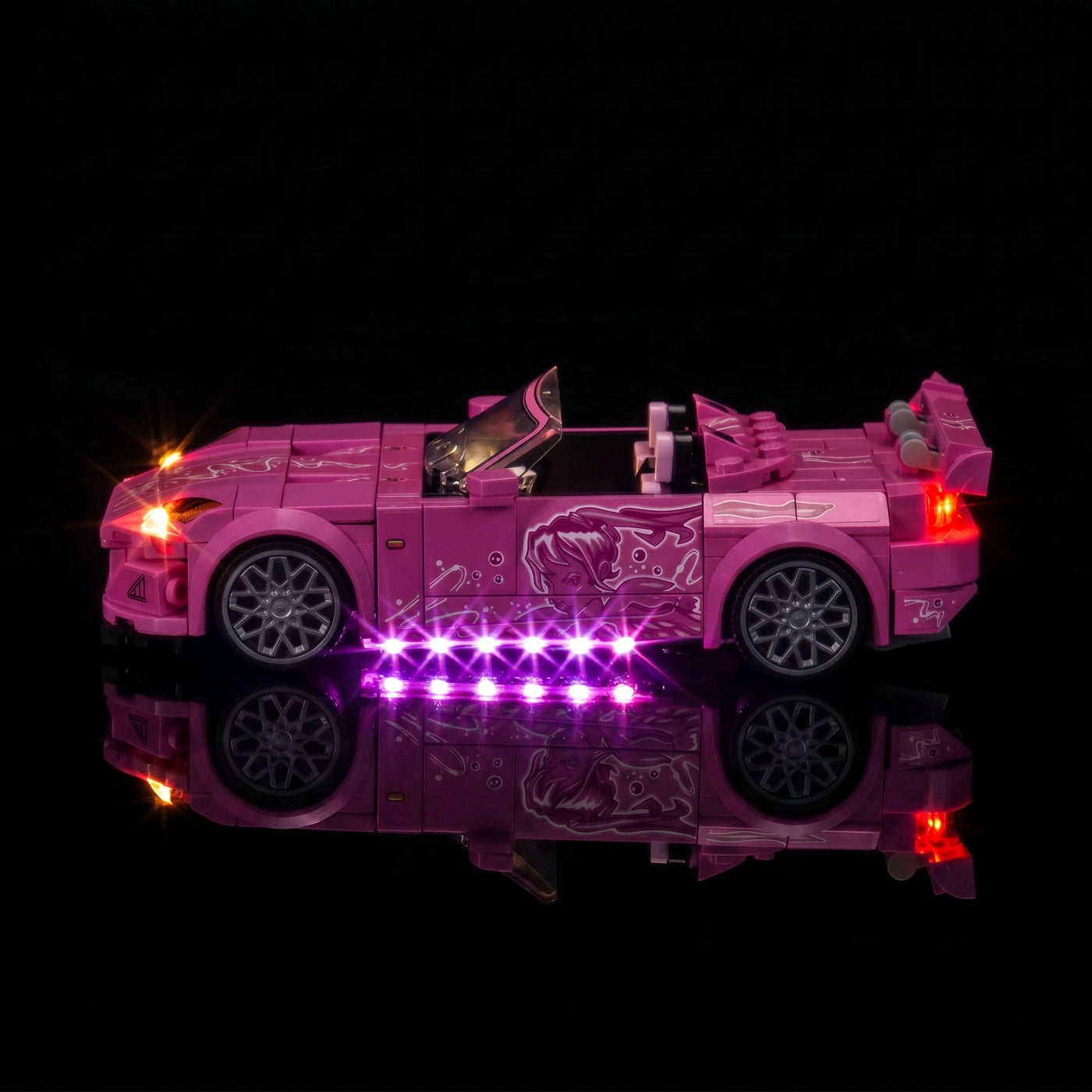 LEGO® Speed Champions 2 Fast 2 Furious Honda S2000 #77241 — lighting effect on the build (DIY LED light kit)