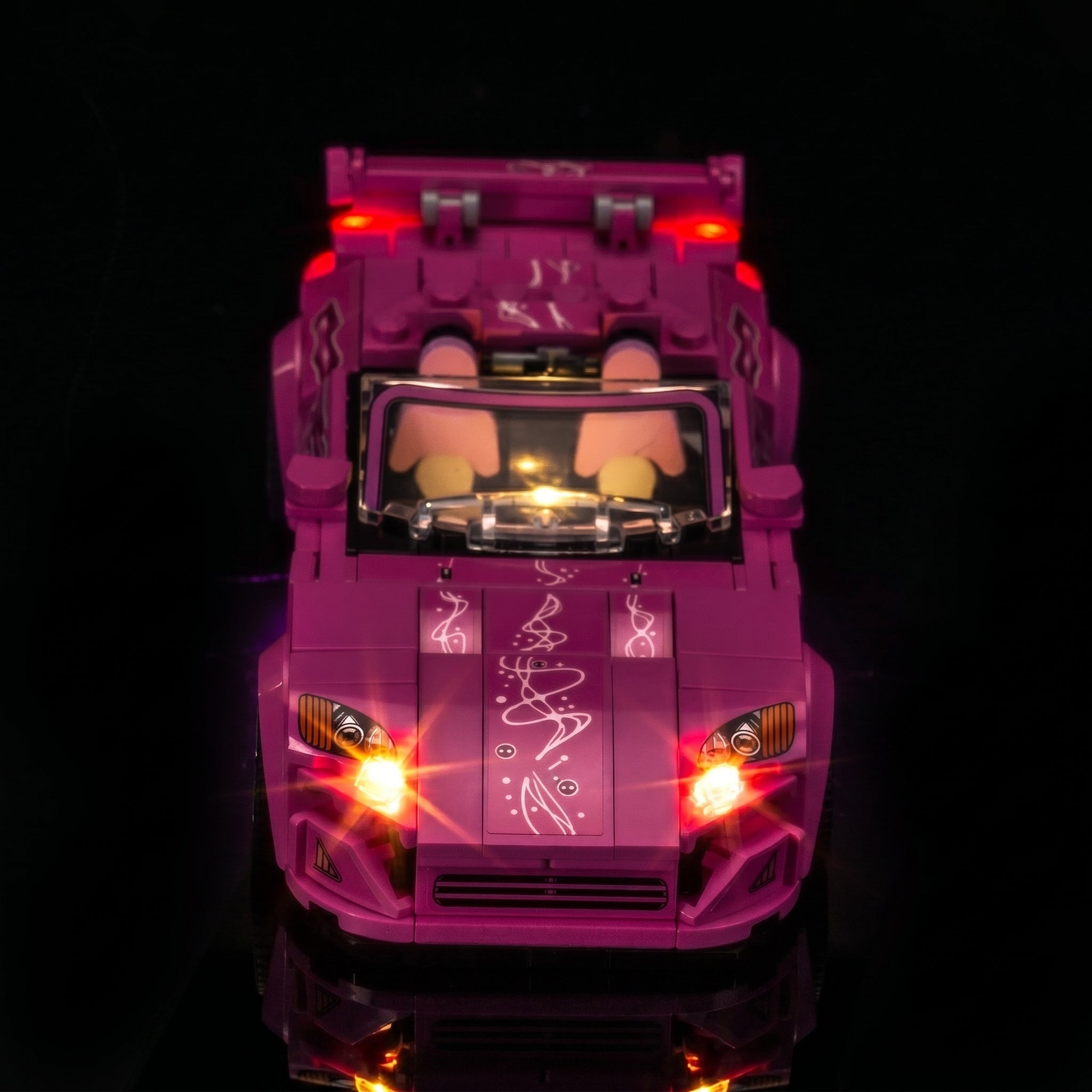 Bright My Bricks LED lights for LEGO® Speed Champions 2 Fast 2 Furious Honda S2000 #77241 — front view fully lit