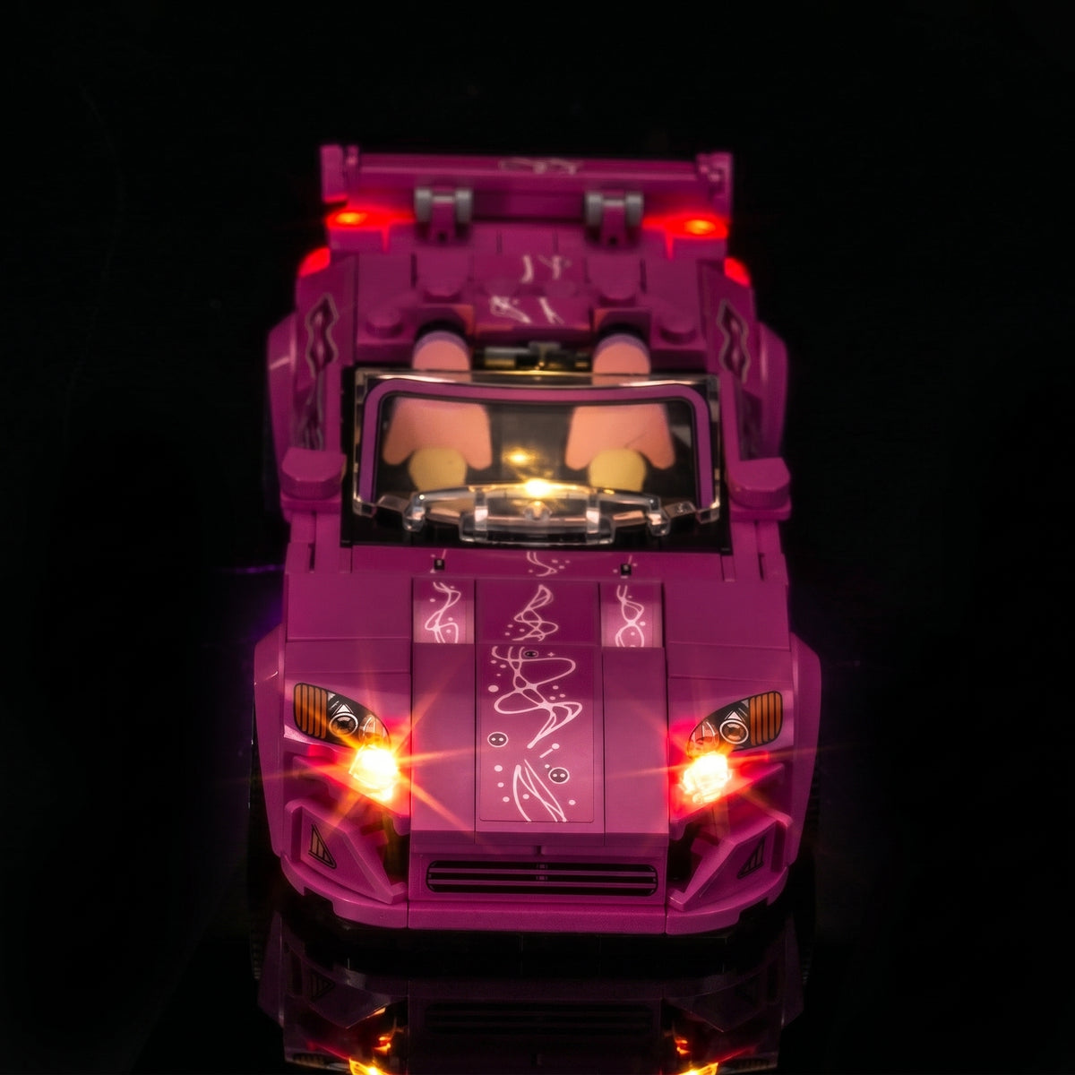 Bright My Bricks LED lights for LEGO® Speed Champions 2 Fast 2 Furious Honda S2000 #77241 — front view fully lit