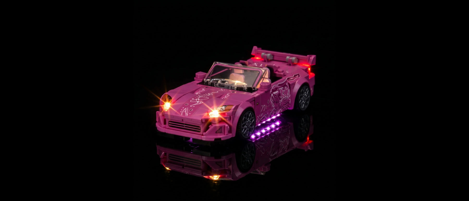 Light Kit for LEGO® Speed Champions 2 Fast 2 Furious Honda S2000 #77241 — lit with the LED light kit