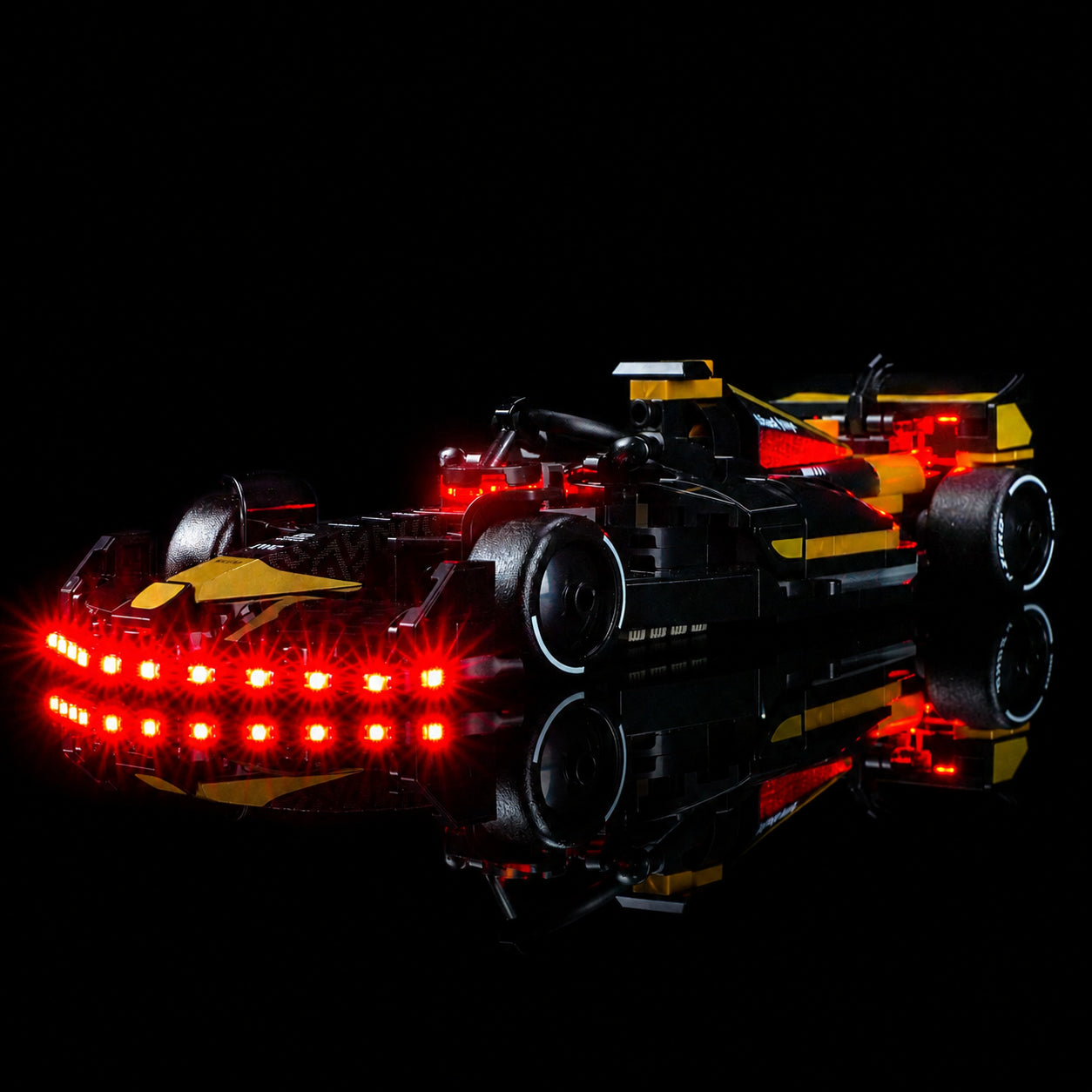 Bright My Bricks LED lighting kit for LEGO® Speed Champions APXGP Team Race Car from F1 The Movie #77252 — LED kit powered on