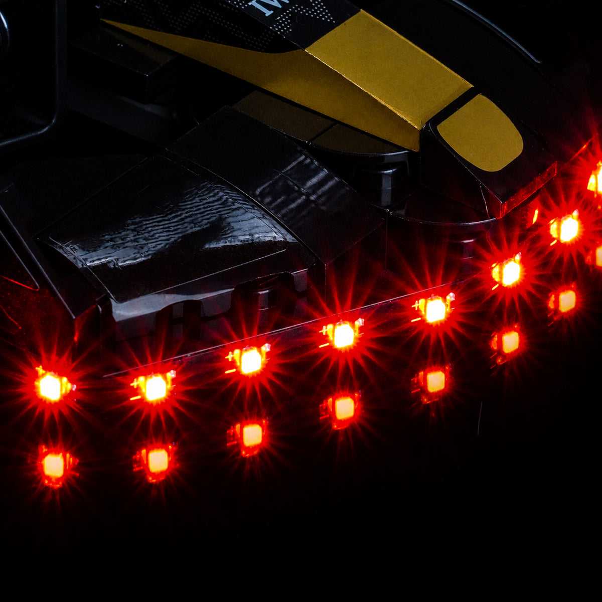LEGO® Speed Champions APXGP Team Race Car from F1 The Movie #77252 LED strips and bricks detail, with the custom LED lighting
