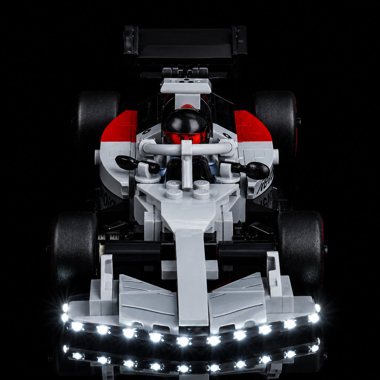 showcase lighting view: Bright My Bricks RGB LED light kit for LEGO® Speed Champions Audi Revolut F1 Team R26 Race Car #77259