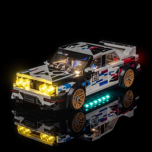 light kit for LEGO® Speed Champions BMW M3 (E30) #77263, the four round headlights lit