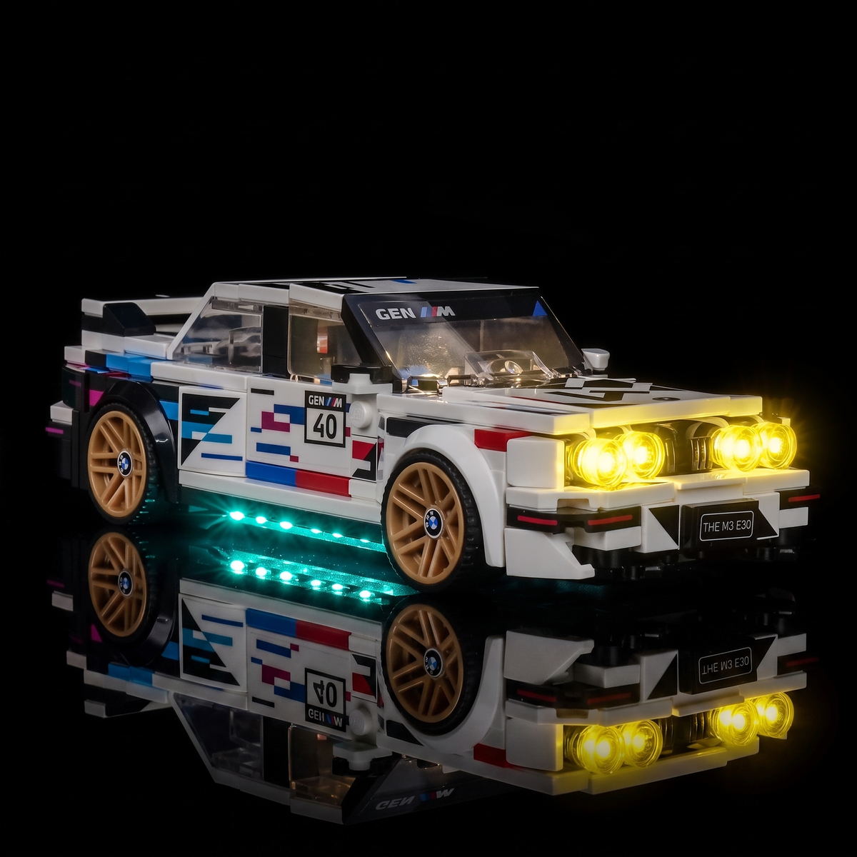 Bright My Bricks LED light kit for LEGO® Speed Champions BMW M3 (E30) #77263 — close-up of the LED detail