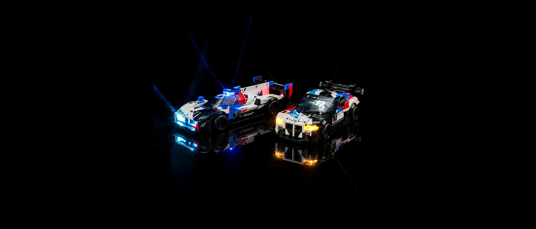 Light Kit for LEGO® Speed Champions BMW M4 GT3 & BMW M Hybrid V8 Race Cars #76922 — lit with the LED light kit