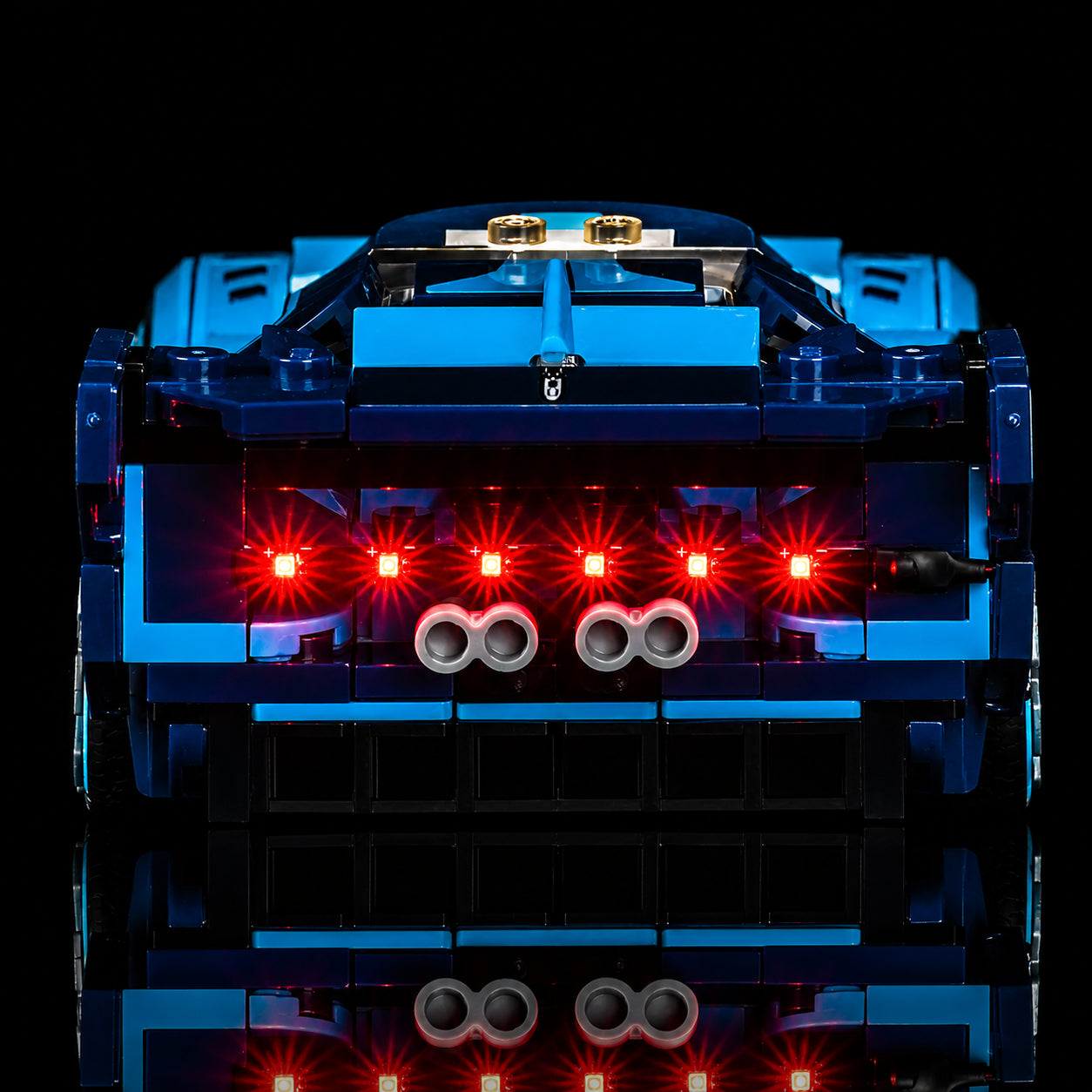 custom LED lighting for LEGO® Speed Champions Bugatti Vision GT Hyper Sports Car #77253, display lighting in a dark room