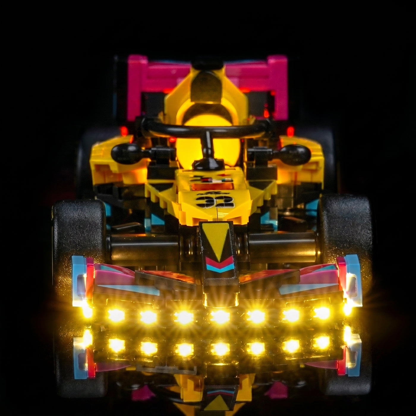 LEGO® Speed Champions F1 ACADEMY Race Car #77258 — before-and-after lighting (LED lighting kit)