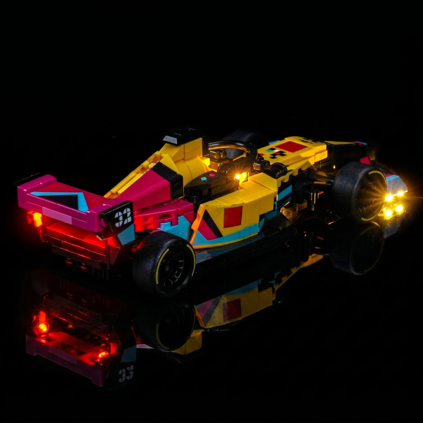 LEGO® Speed Champions F1 ACADEMY Race Car #77258 — LED strips and bricks detail (LED light kit)