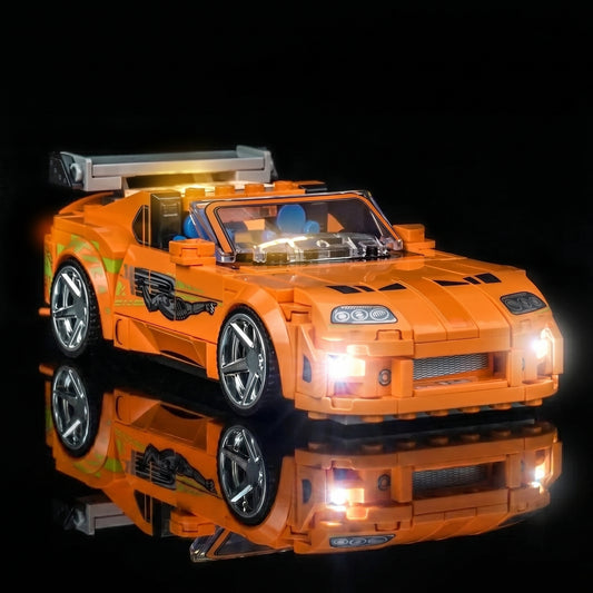 LED kit powered on: Bright My Bricks LED light kit for LEGO® Speed Champions Fast and Furious Toyota Supra MK4 #77260