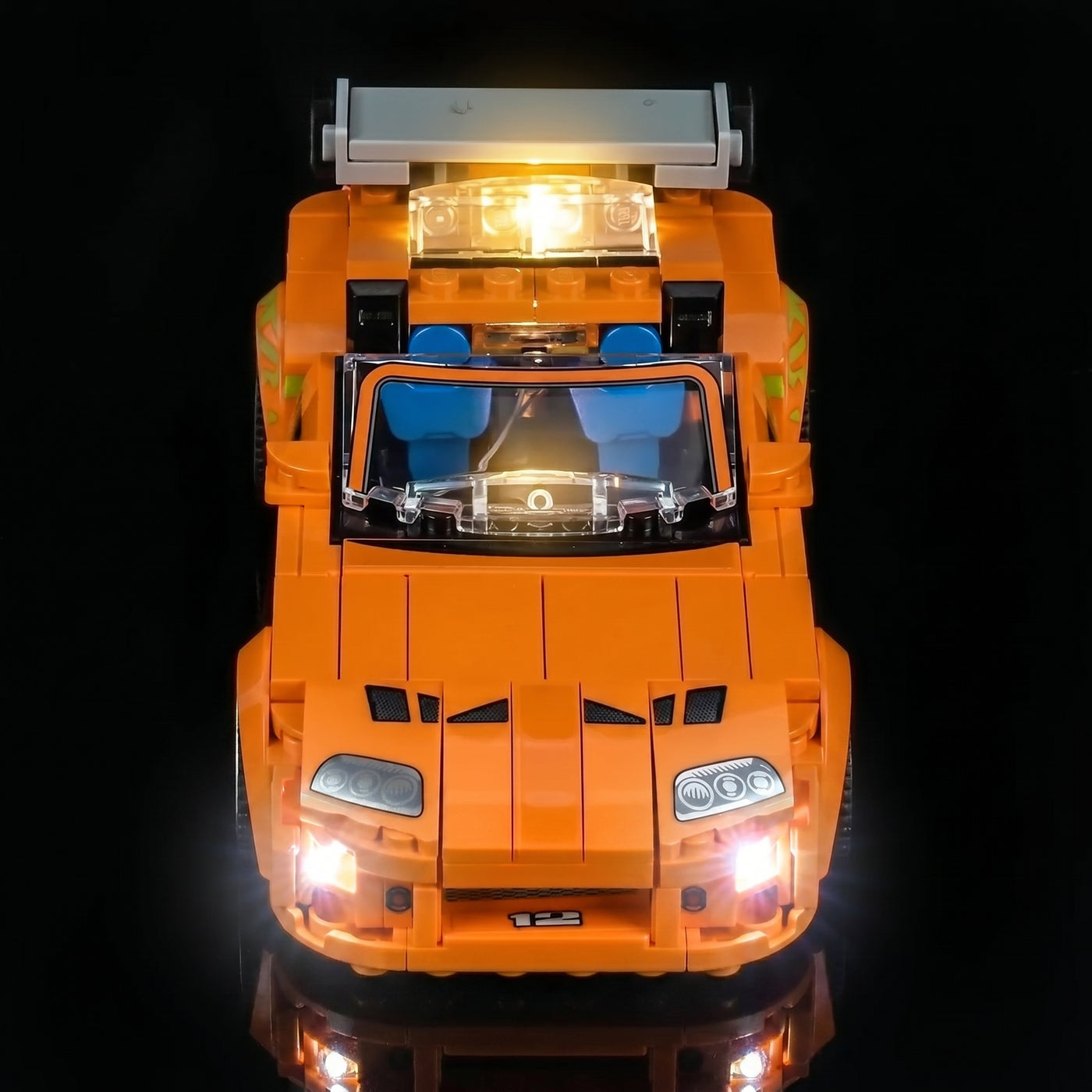 display light kit for LEGO® Speed Champions Fast and Furious Toyota Supra MK4 #77260, warm LED glow detail
