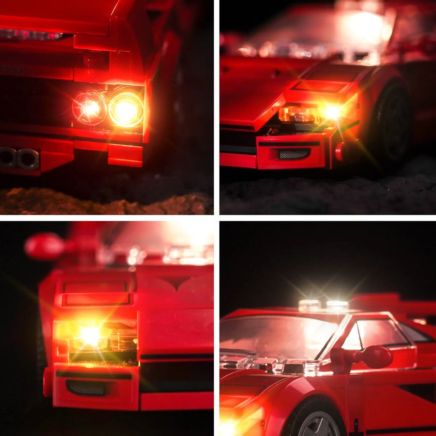 LEGO® Speed Champions Ferrari F40 Supercar #76934 — night-mode display glow (USB-powered LED light kit)