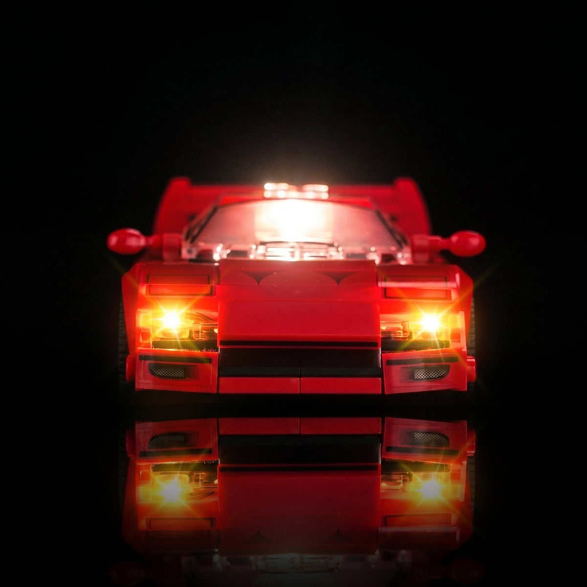 Bright My Bricks display light kit for LEGO® Speed Champions Ferrari F40 Supercar #76934 — fully illuminated on display