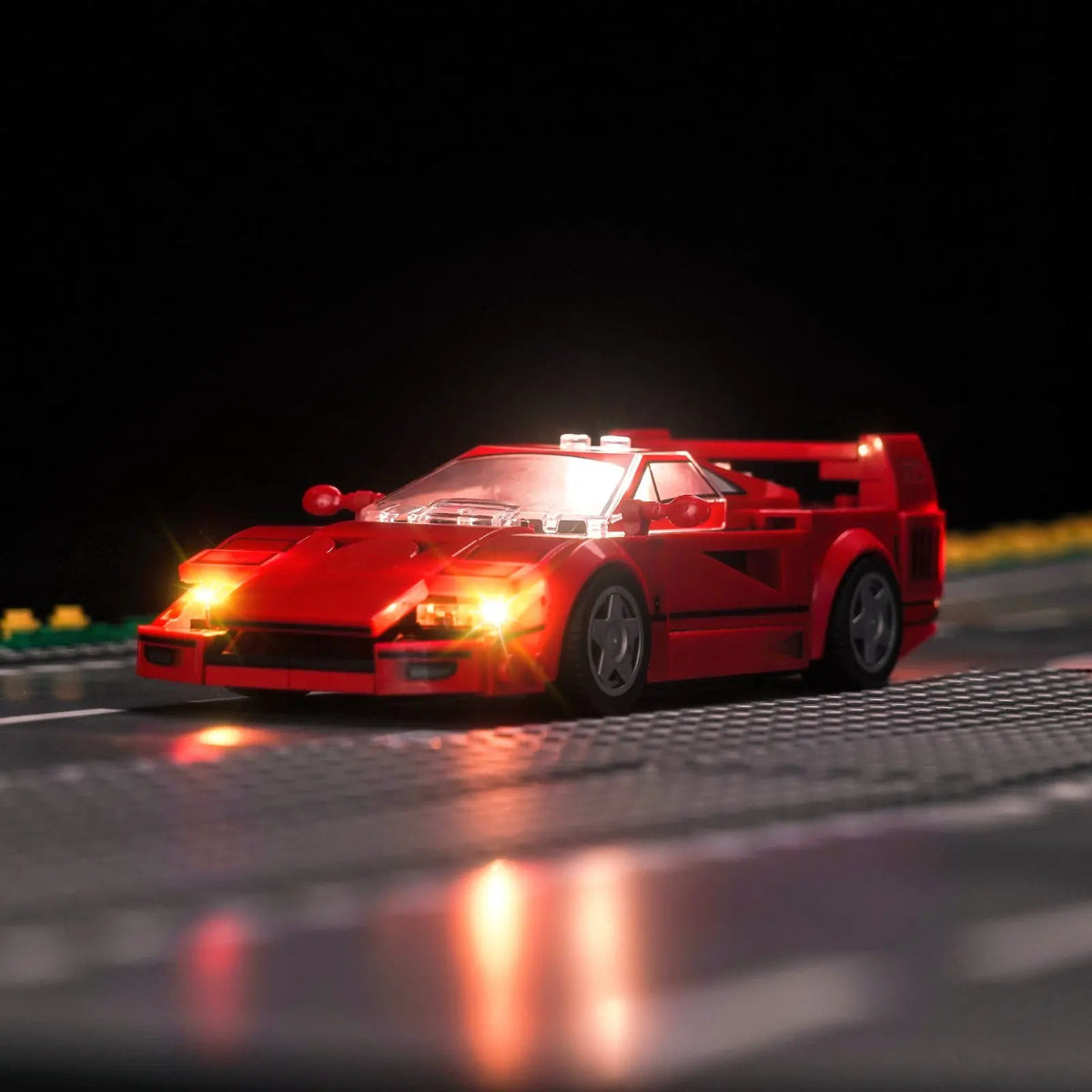 showcase lighting view: Bright My Bricks light kit for LEGO® Speed Champions Ferrari F40 Supercar #76934