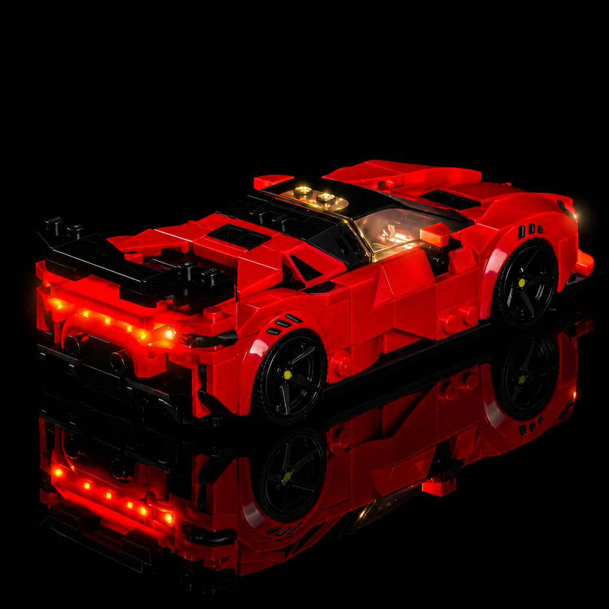 LEGO® Speed Champions Ferrari SF90 XX Stradale Sports Car #77254 — night-mode display glow (LED lights)