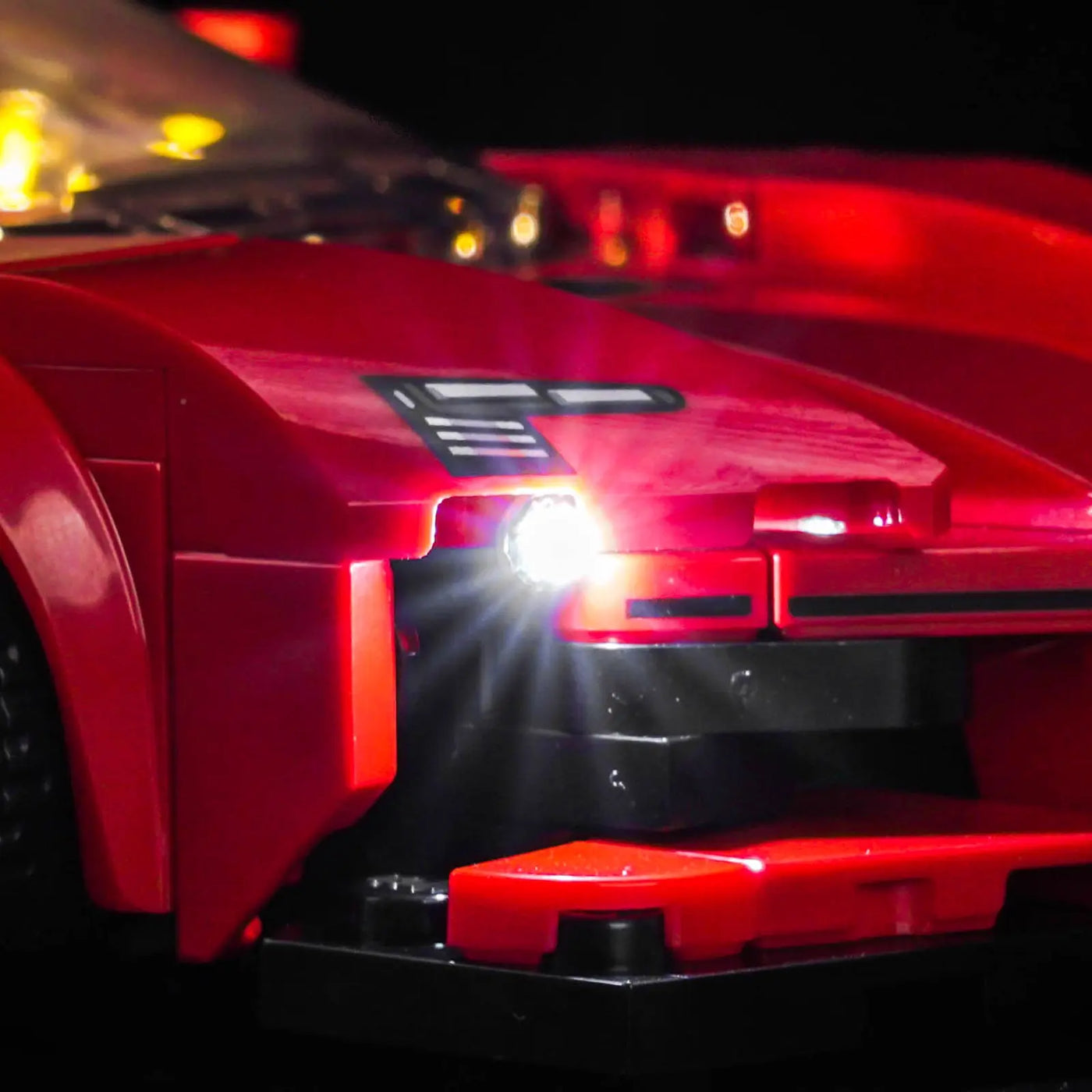 warm LED glow detail: Bright My Bricks LED lighting kit for LEGO® Speed Champions Ferrari SF90 XX Stradale Sports Car #77254