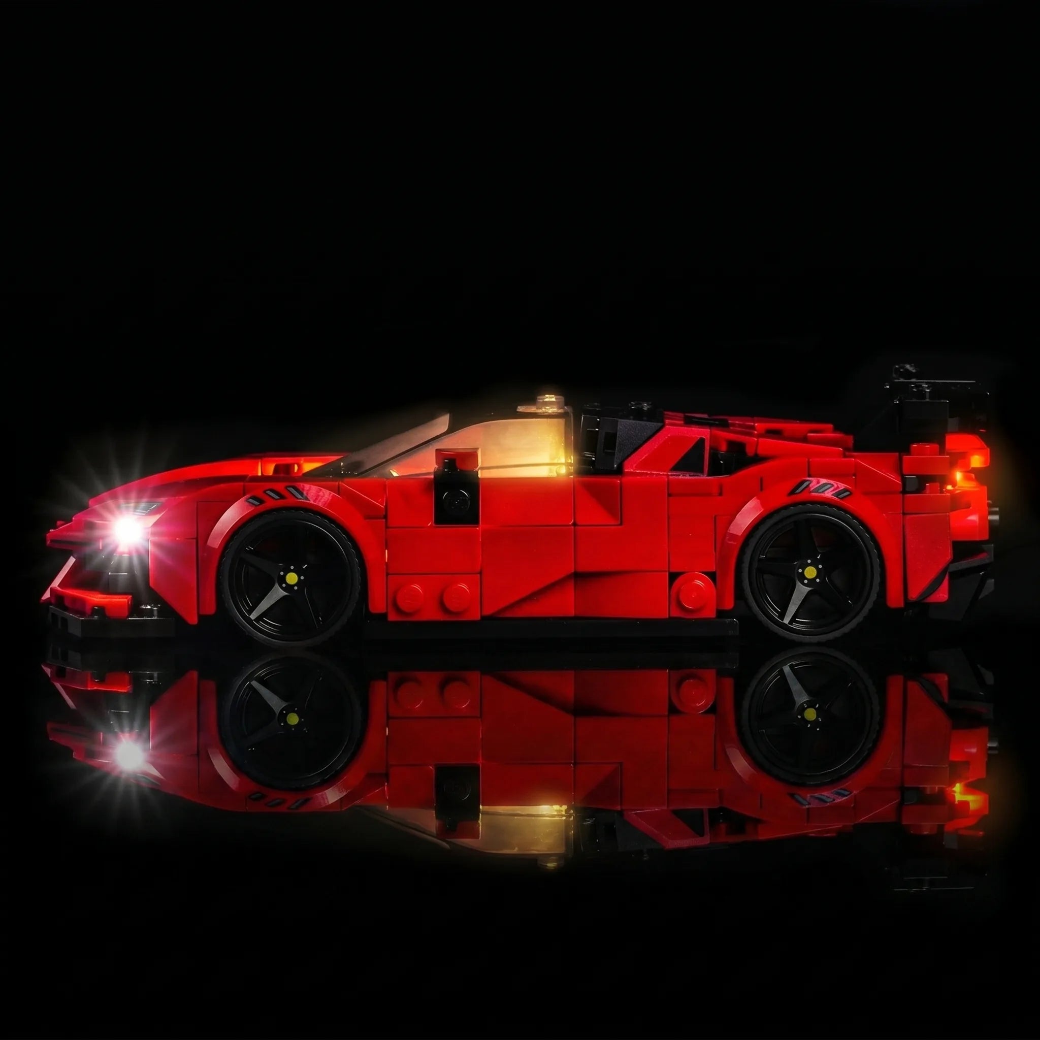 warm LED glow detail: Bright My Bricks RGB LED light kit for LEGO® Speed Champions Ferrari SF90 XX Stradale Sports Car #77254