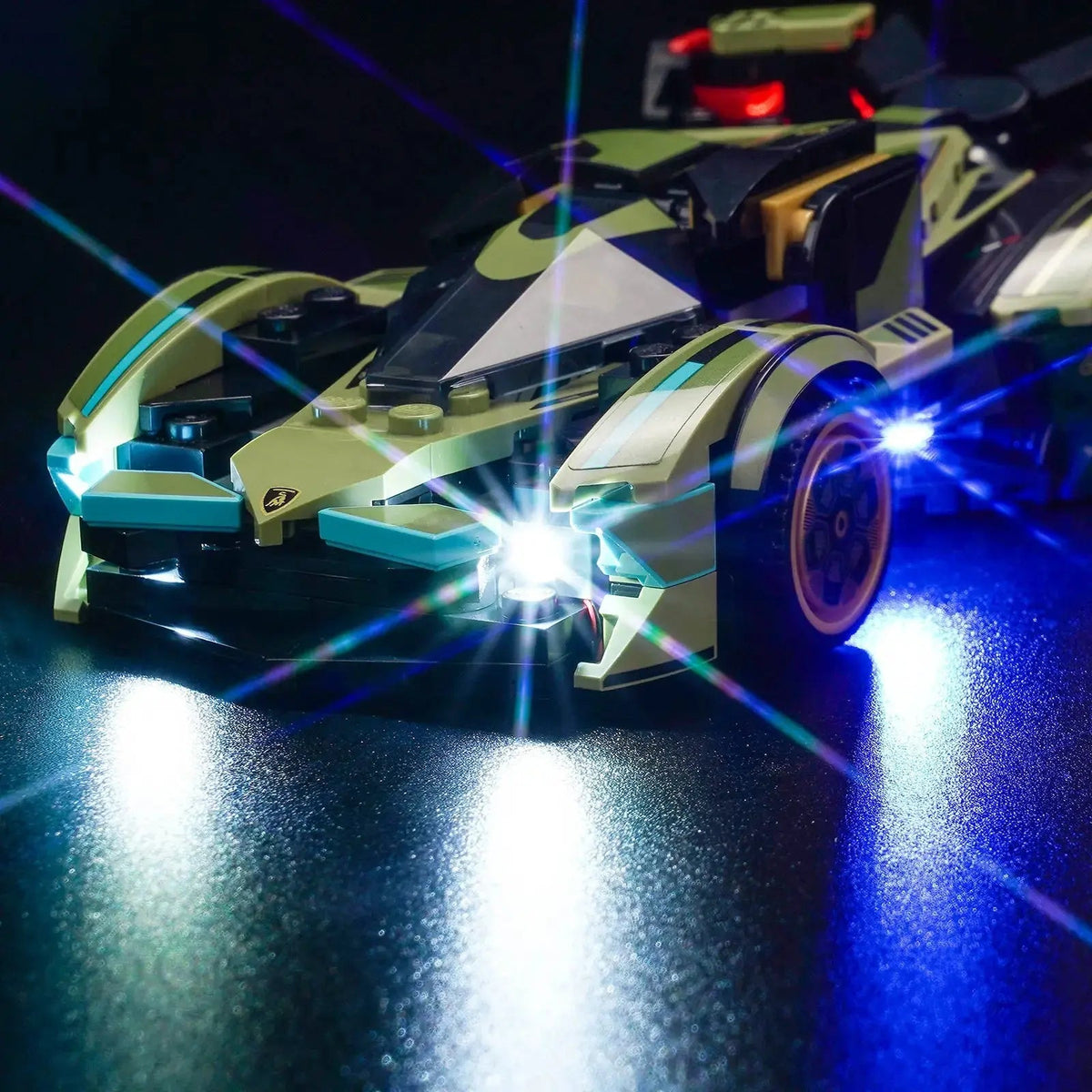 light kit for LEGO® Speed Champions Lamborghini Lambo V12 Vision GT #76923, fully illuminated on display