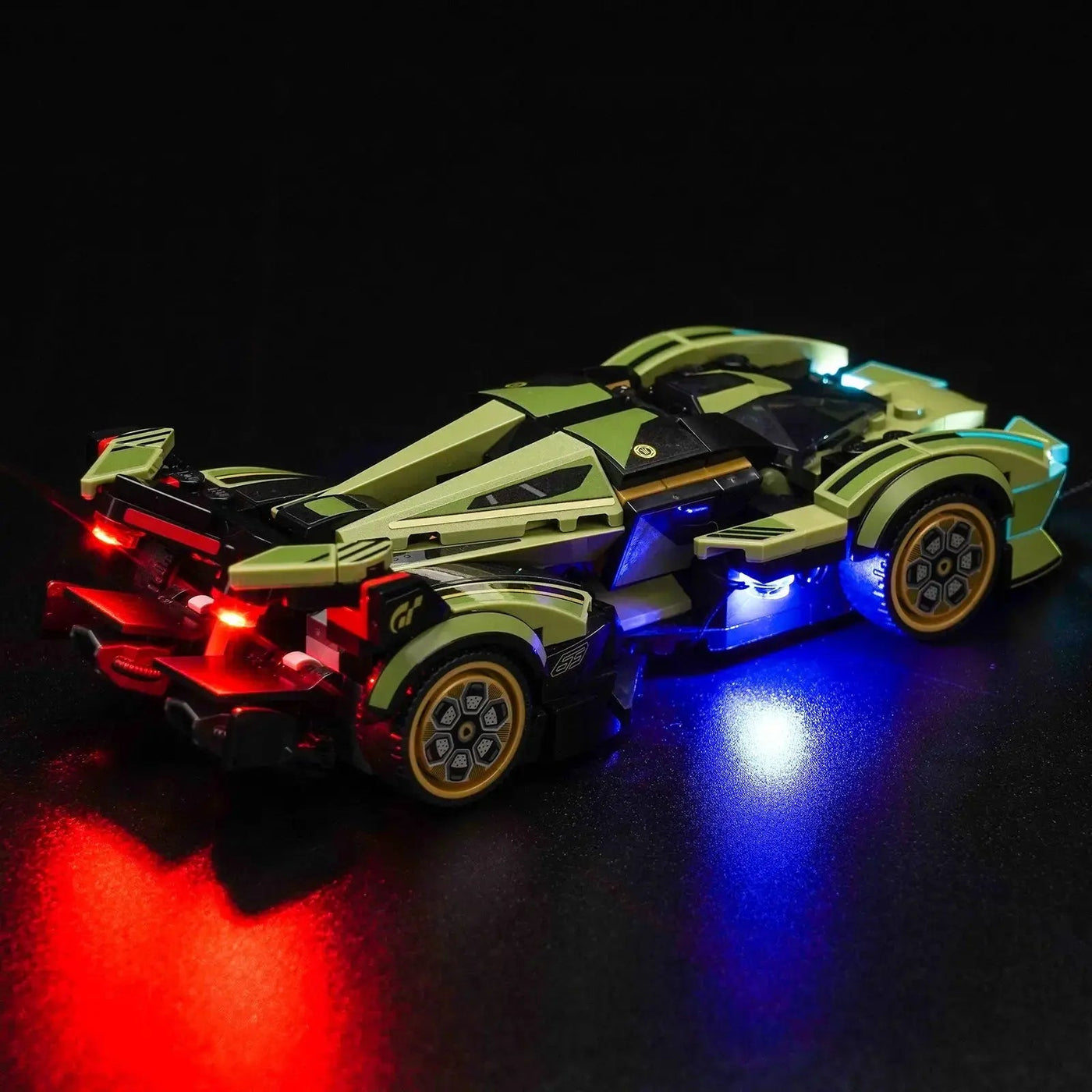 Bright My Bricks LED light kit for LEGO® Speed Champions Lamborghini Lambo V12 Vision GT #76923 — showcase lighting view