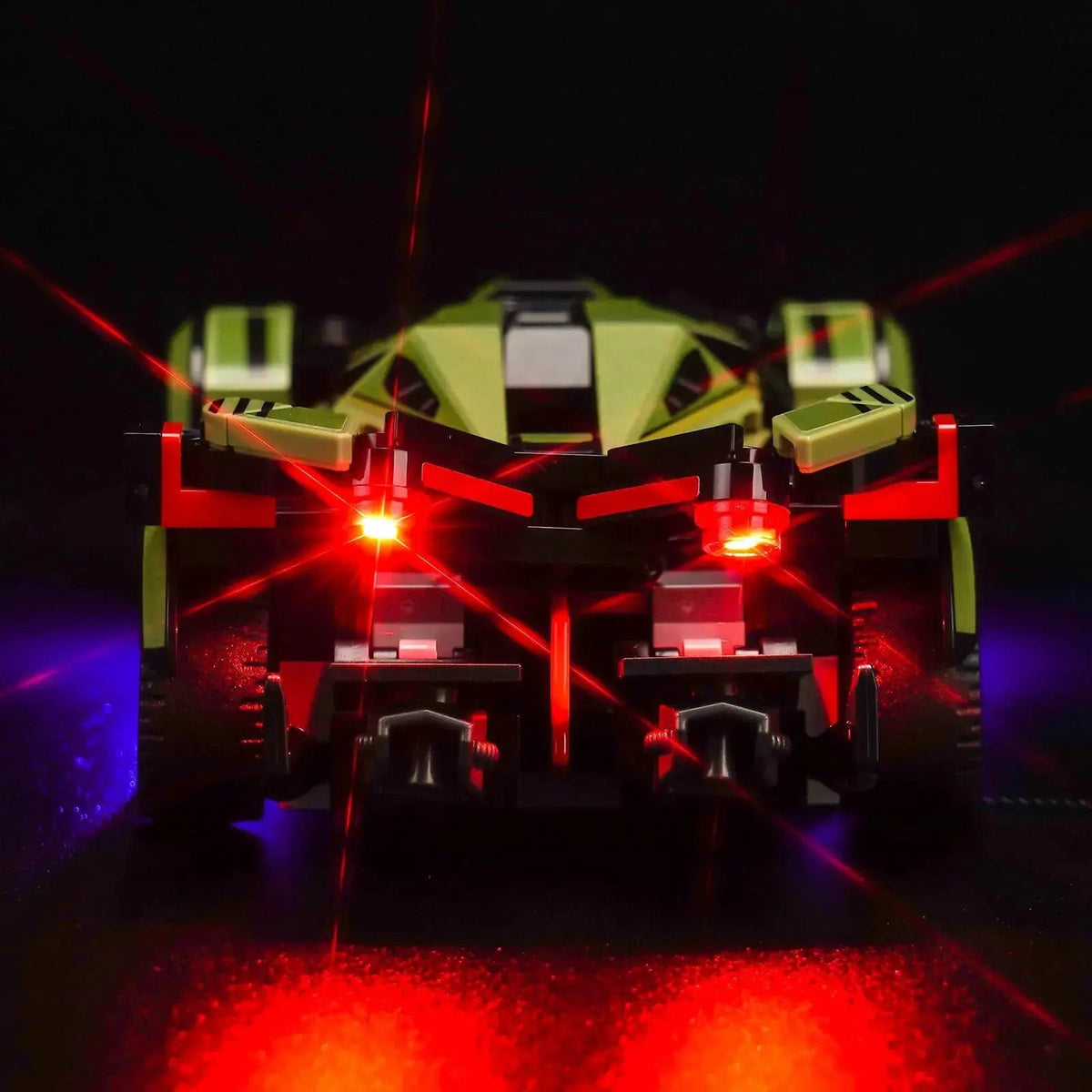 LEGO® Speed Champions Lamborghini Lambo V12 Vision GT #76923 — side angle with lights on (light kit)