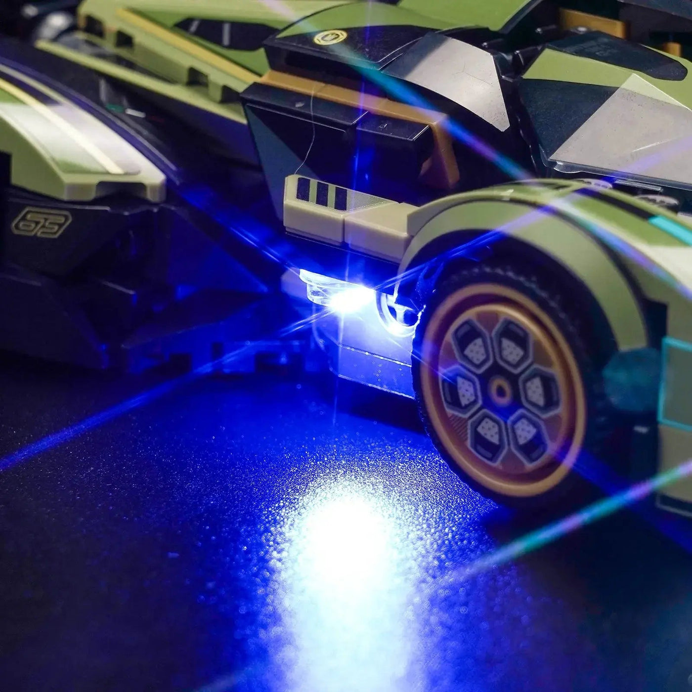 illuminated at night: Bright My Bricks RGB LED light kit for LEGO® Speed Champions Lamborghini Lambo V12 Vision GT #76923