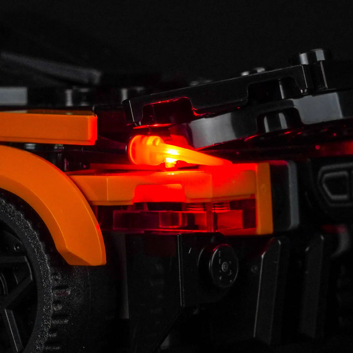 Bright My Bricks light kit for LEGO® Speed Champions McLaren W1 #77257 — fully illuminated on display