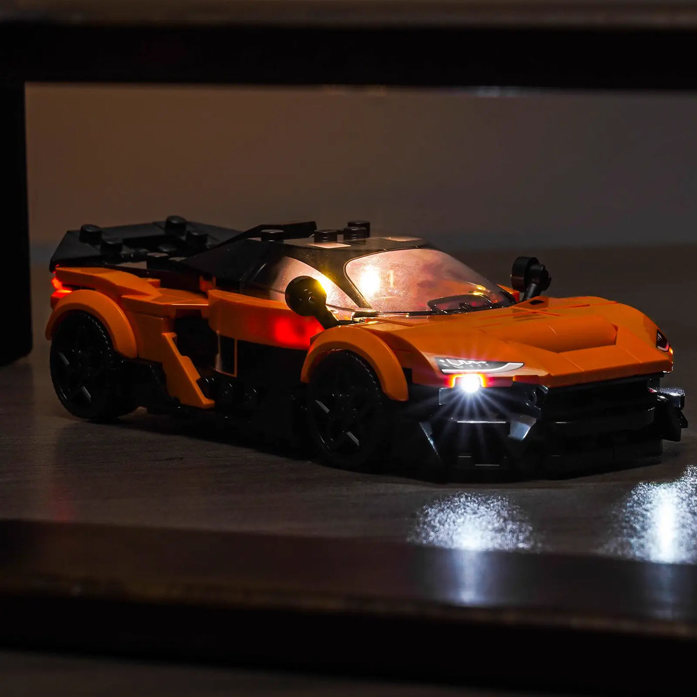 illuminated at night: Bright My Bricks RGB LED light kit for LEGO® Speed Champions McLaren W1 #77257