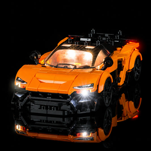 LED strips and bricks detail: Bright My Bricks display light kit for LEGO® Speed Champions McLaren W1 #77257
