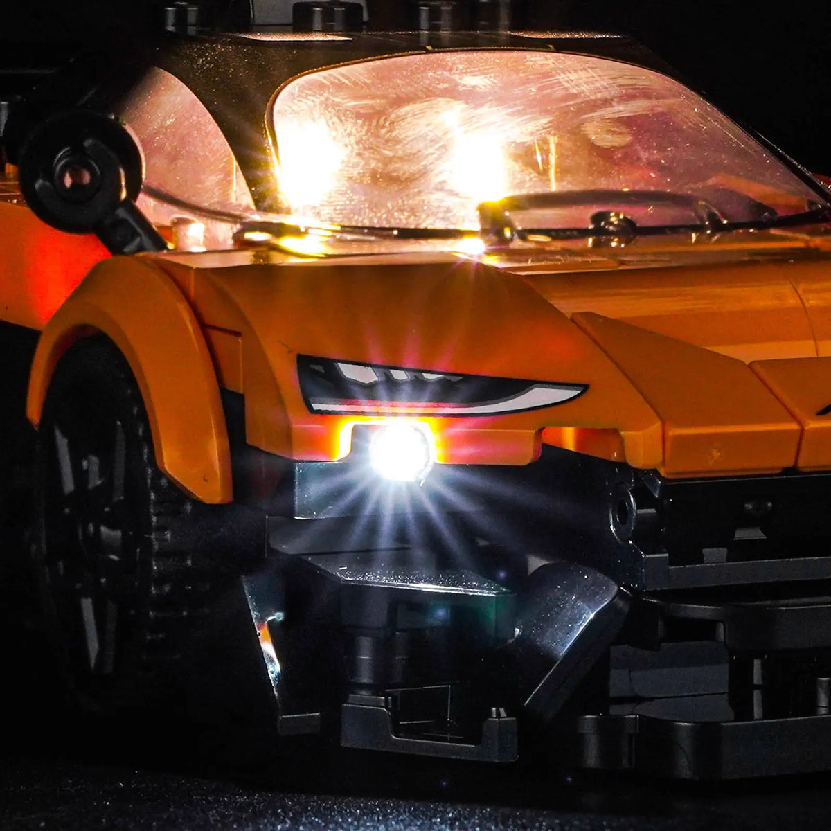 LEGO® Speed Champions McLaren W1 #77257 — before-and-after lighting (DIY LED light kit)