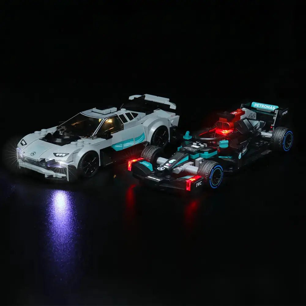 light kit for LEGO® Speed Champions Mercedes-AMG F1 W12 E Performance & Mercedes-AMG Project One #76909, LED kit powered on