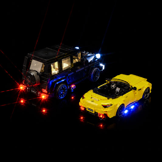 LED lights for LEGO® Speed Champions Mercedes-AMG G 63 & Mercedes-AMG SL 63 #76924, LED kit powered on