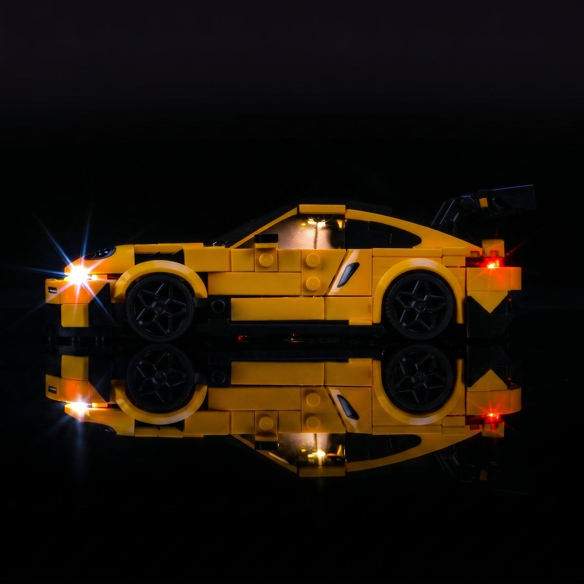 LEGO® Speed Champions Porsche 911 GT3 RS Super Car #77239 — display lighting in a dark room (DIY LED light kit)