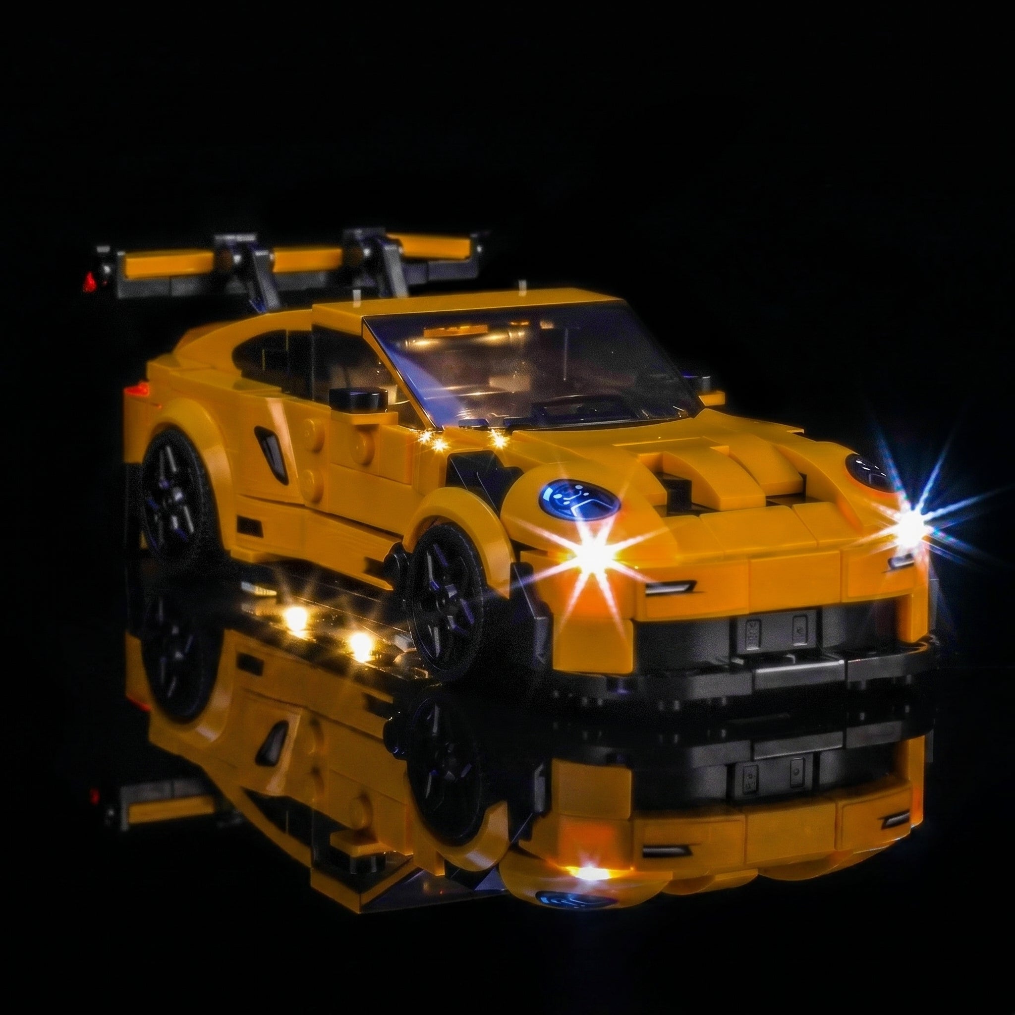 LED light kit for LEGO® Speed Champions Porsche 911 GT3 RS Super Car #77239, warm LED glow detail