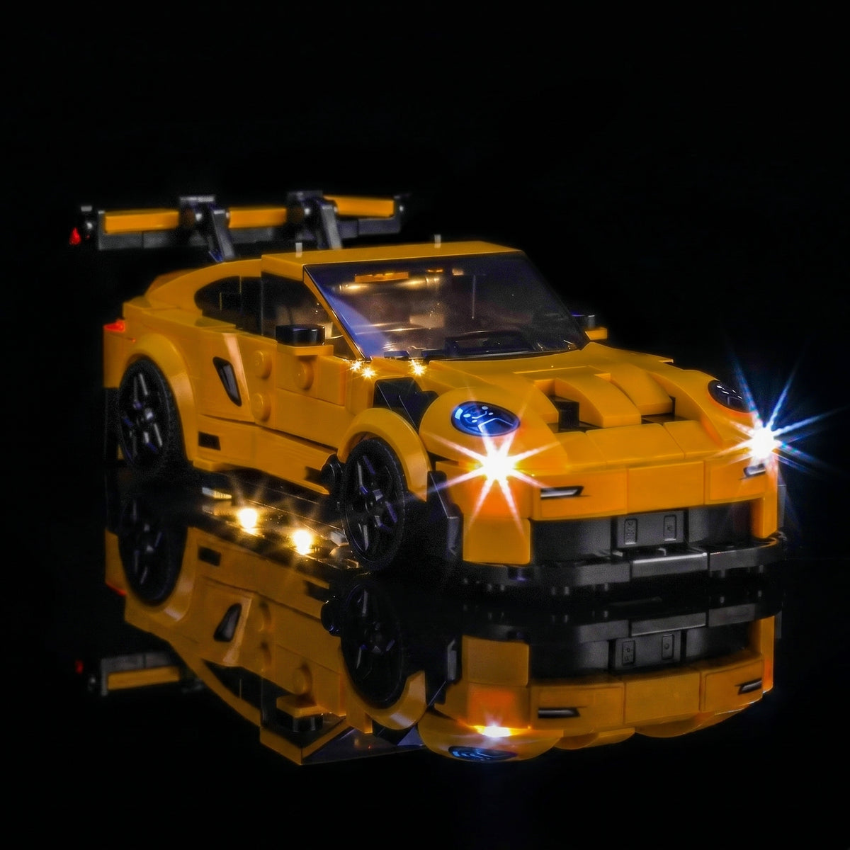 LED light kit for LEGO® Speed Champions Porsche 911 GT3 RS Super Car #77239, warm LED glow detail