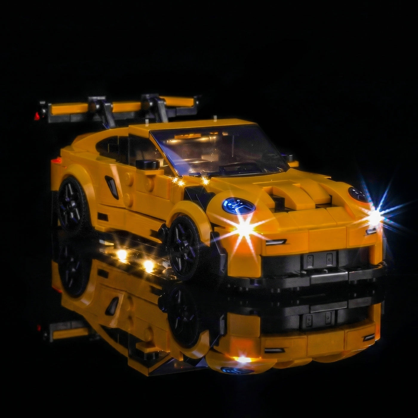 LED light kit for LEGO® Speed Champions Porsche 911 GT3 RS Super Car #77239, warm LED glow detail