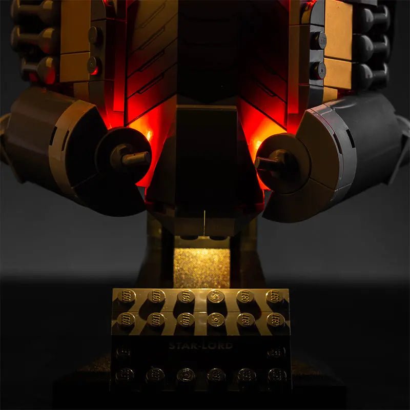 LEGO® Star-Lord's Helmet #76251 — display lighting in a dark room (display light kit)