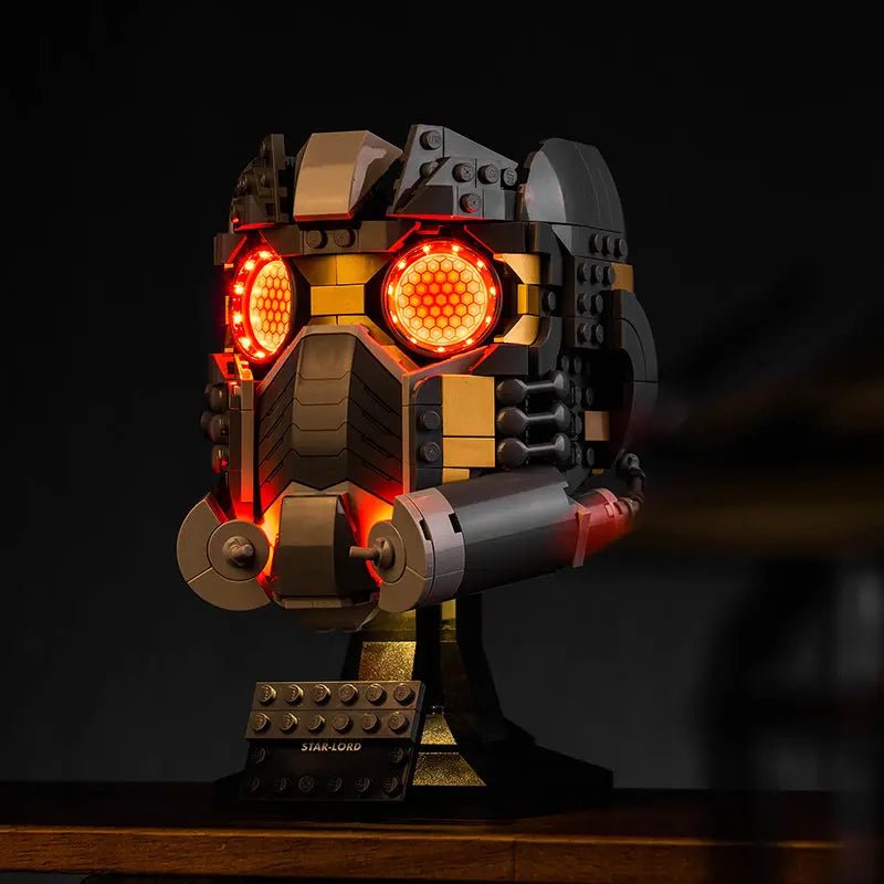 LEGO® Star-Lord's Helmet #76251 lighting effect on the build, with the custom LED lighting