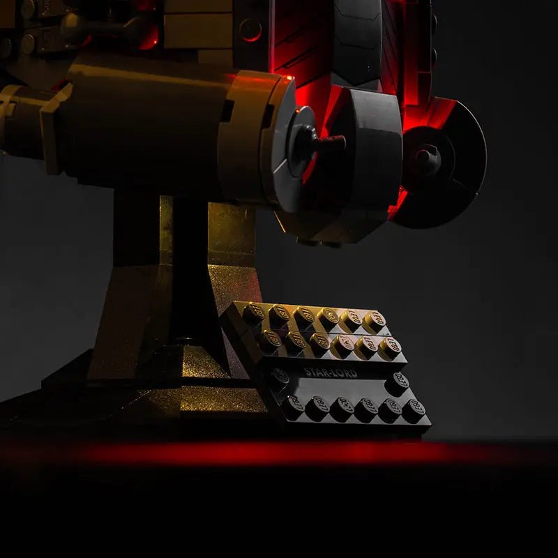 RGB LED light kit for LEGO® Star-Lord's Helmet #76251, display lighting in a dark room