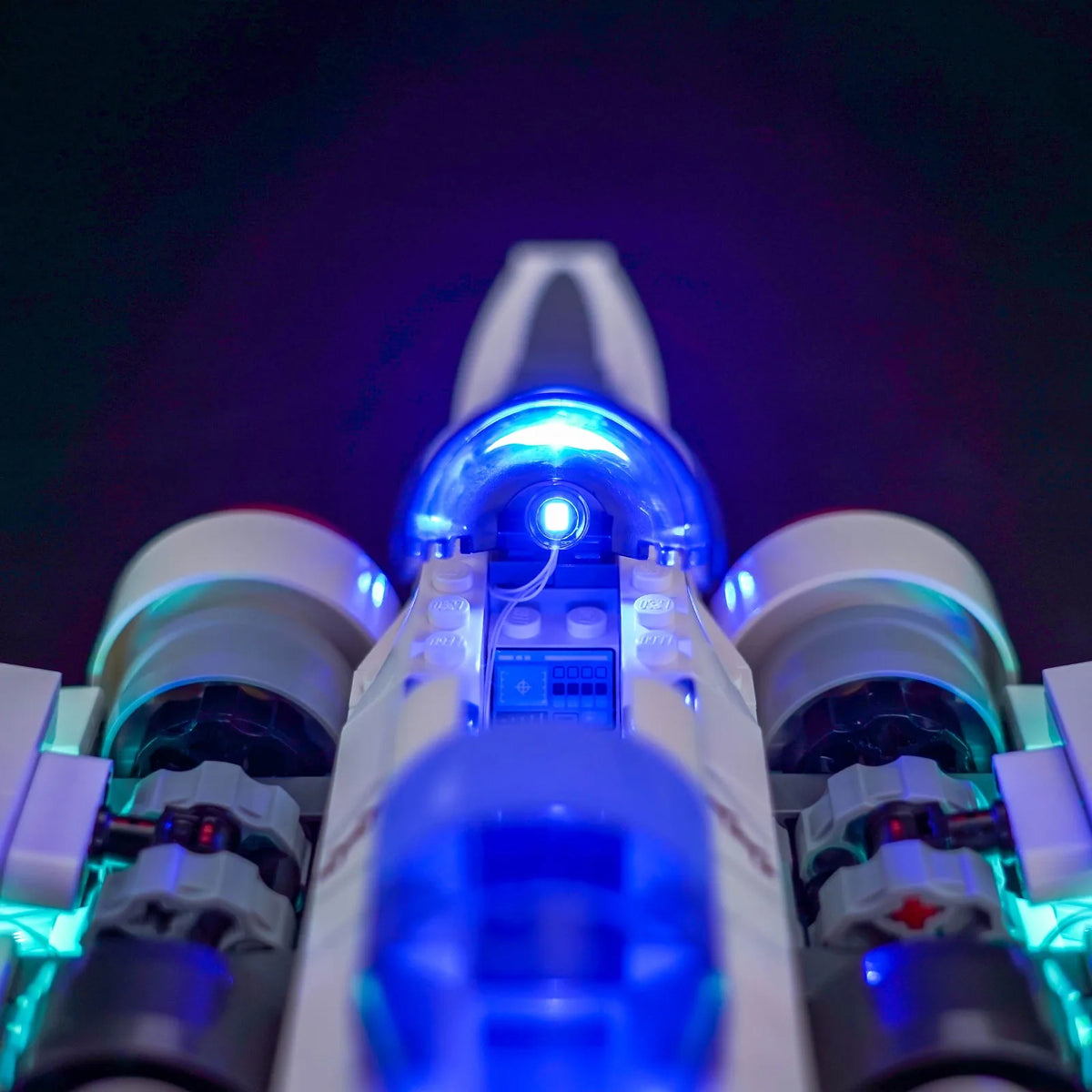 Bright My Bricks RGB LED light kit for LEGO® Star Wars ARC-170 Starfighter #75402 — LED kit powered on