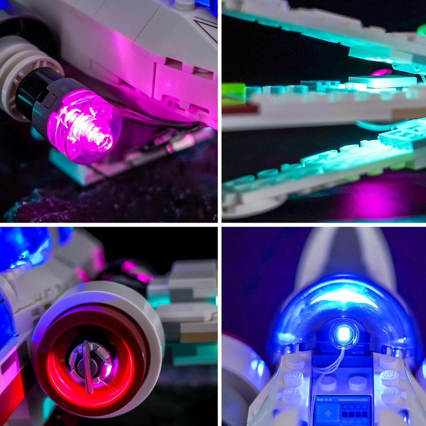 Bright My Bricks LED lighting kit for LEGO® Star Wars ARC-170 Starfighter #75402 — warm LED glow detail