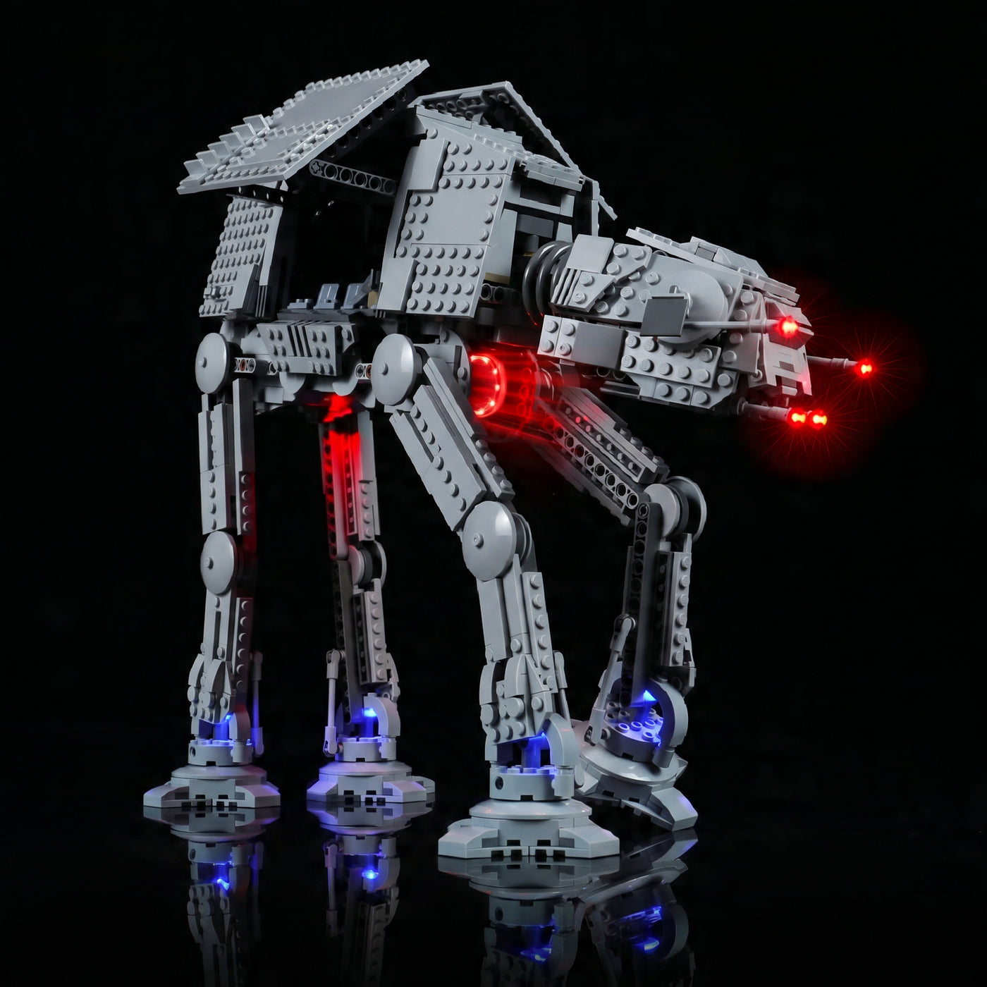 LEGO® Star Wars AT-AT #75288 — installed and glowing (display light kit)