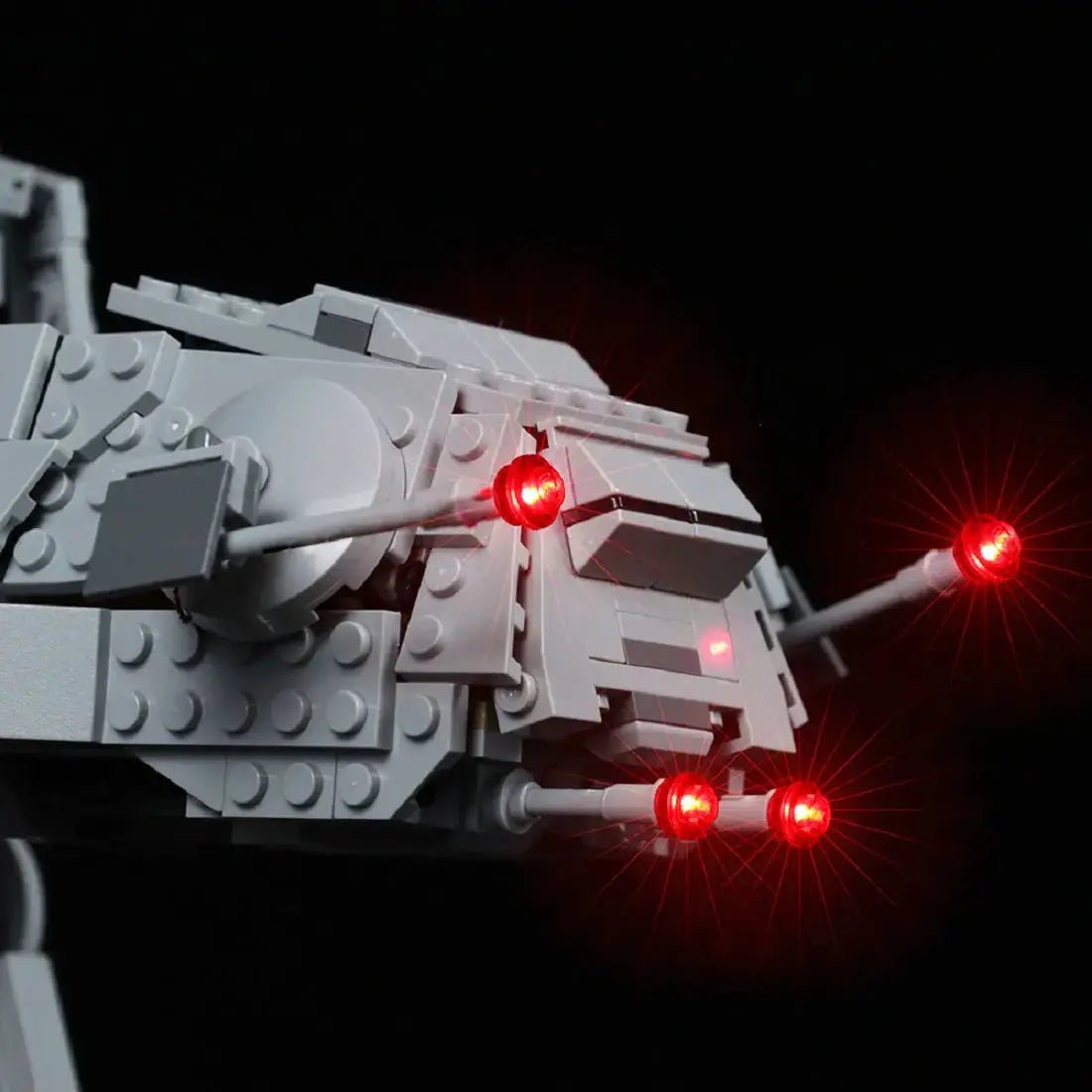 Bright My Bricks premium LED light kit for LEGO® Star Wars AT-AT #75288 — side angle with lights on