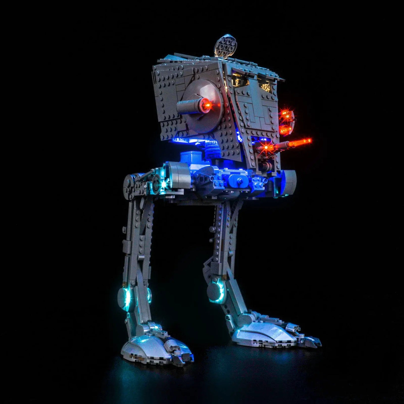 custom LED lighting for LEGO® Star Wars AT-ST Walker #75417, display lighting in a dark room