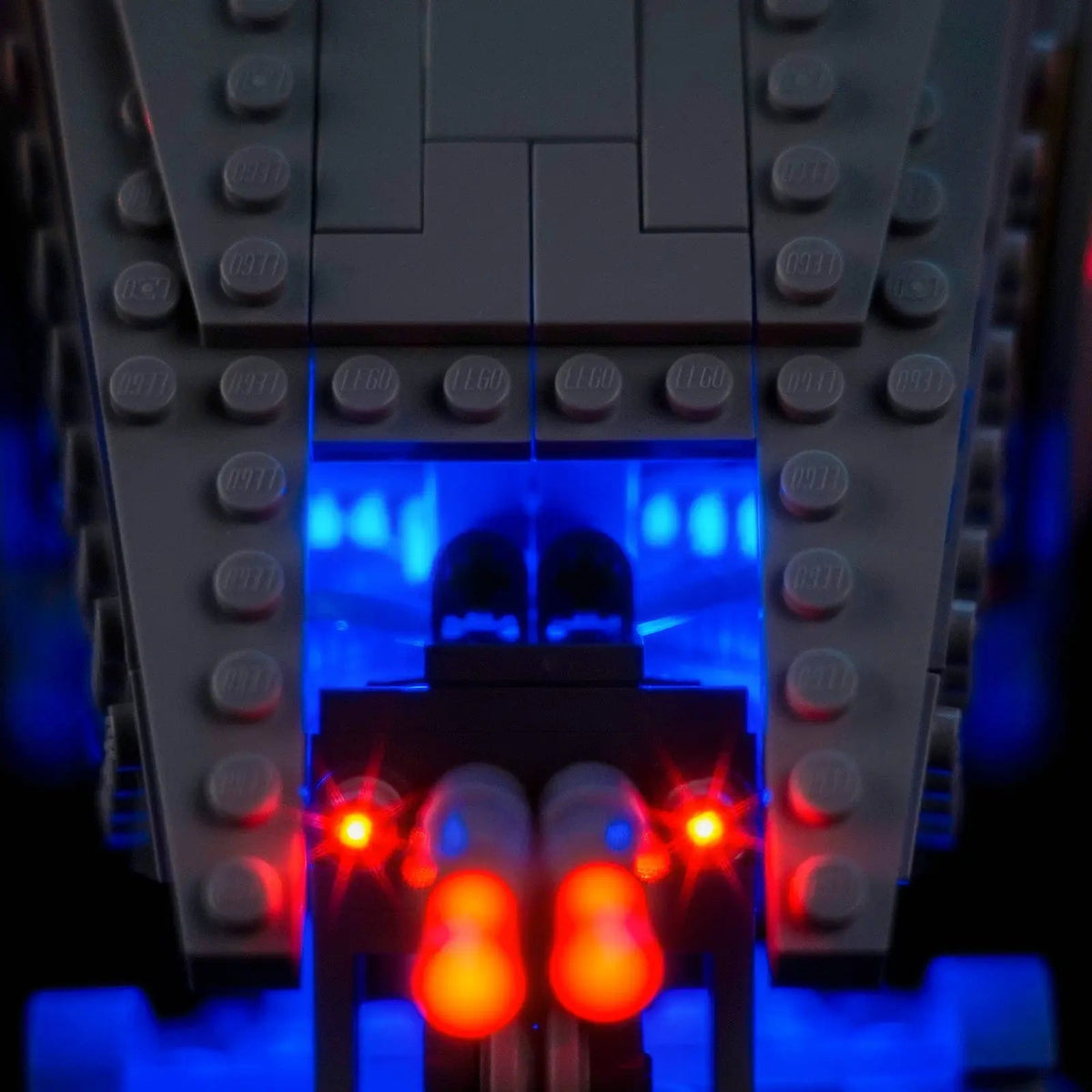 Bright My Bricks light kit for LEGO® Star Wars AT-ST Walker #75417 — fully illuminated on display